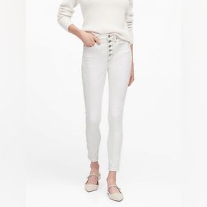Banana Republic High Rise Skinny Jeans Button Fly Stretch Cream Color
